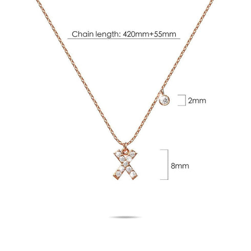Solid 925 Sterling Silver Initial Crystal Personalised Alphabet Letter Necklace Rose Gold Filled